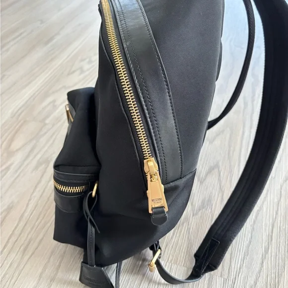 Moschino Black Backpack with Gold Accents - Picture 4 of 6
